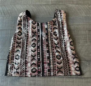 Body‎ Central Women's Sequined Crop Tank Top Size XL thumbnail 1