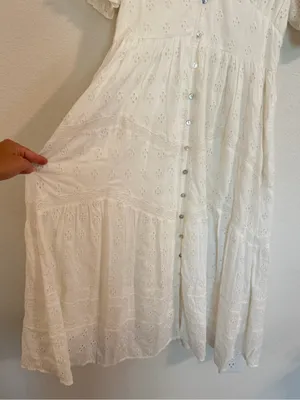 Lovestitch White Eyelet Button-Front Maxi Dress thumbnail 3