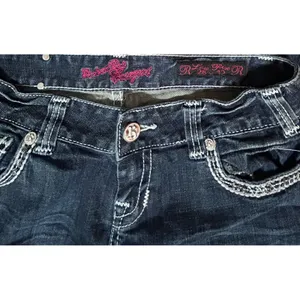 ROCK‎ & ROLL COWGIRL Jeans 28x32 Dark Wash Studded Side Seam Embellished Western thumbnail 7