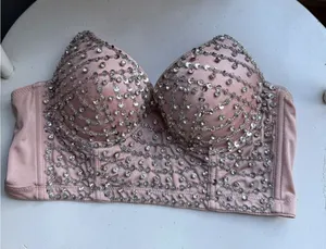 Pink Longline Bra with Silver Sequin Embellishments thumbnail 1