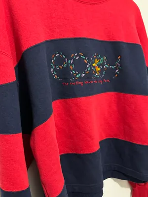 Disney Winnie The Pooh Vintage Sweatshirt Crewneck Striped Red and Blue thumbnail 10