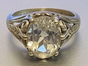 Vintage ornate kabana sterling silver 925 cz Diamonique stone size 6 Women’s thumbnail 1