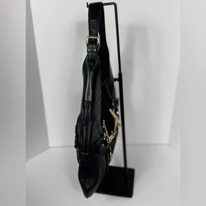 GUCCI Vintage BLACK LEATHER 85TH ANNIVERSARY GG MONOGRAM HOBO BAG thumbnail 4