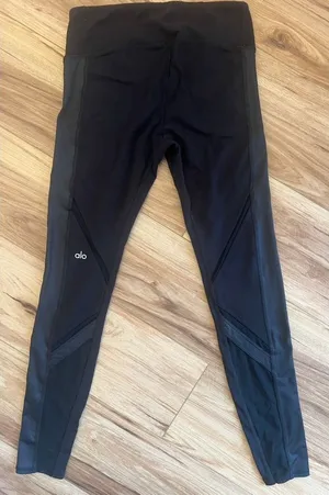 Alo SM Yoga Moto Mesh High Waist Leggings Black Athletic Yoga Pants Workout thumbnail 1
