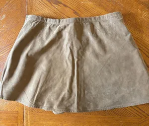 NWT Free People We The Free Paradise Found Suede Mini Skort Caramel Cafe Brown M thumbnail 1