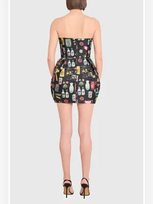 Amanda Uprichard Bowery Mixed Print Strapless Cocktail Minidress Size XS thumbnail 2