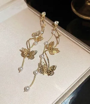 Elegant Butterfly Dangle Drop Earrings for Women thumbnail 3