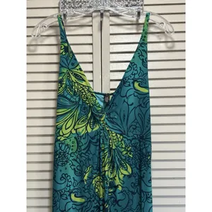 Ambrielle Floral V Neck Adj Straps Maxi Dress Size XL Green/Yellow Colorful EUC thumbnail 2