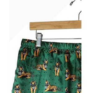 Ekouaer Satin Pajama Set Women XL Green Tiger Print Shorts Set Loungewear thumbnail 9