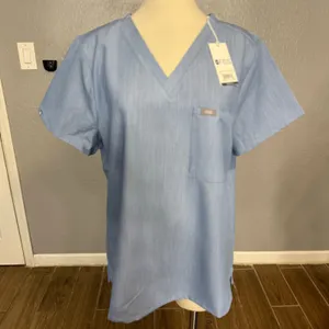 FIGS NWT Women's Catarina One-Pocket Scrub Top Heather Indigo Blue Size 2XLR thumbnail 1