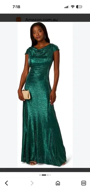 Adrianna Papell Emerald Green Cowl Neck Maxi Dress thumbnail 2