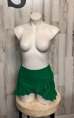 SheIn Ruffle Wrap Swim Skirt Bikini Cover Up Womens Small Kelly Emerald Green thumbnail 1