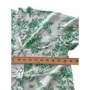 Piyama Pajama Set XS Green White Toile Botanical Rayon Pants Bali Resort #F13-1 thumbnail 8