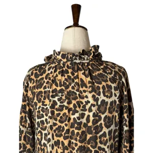 Especia Palmar Leopard Dress Women Small Brown Tassel Tiered Mini Animal‎ Anthro thumbnail 5
