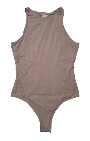 SKIMS High Neck Bodysuit Women Sm Brown Excellent‎ Thong Snap Closure Sleeveless thumbnail 1