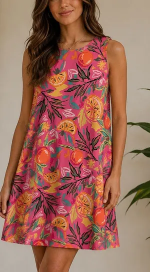 Papagallo Citrus Printed Sleeveless Dress thumbnail 1