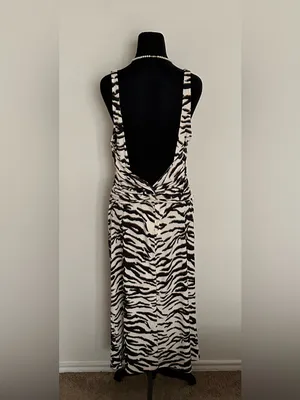 H&M Midi Dress Zebra Print Size L Women’s Black and Cream NWT thumbnail 3