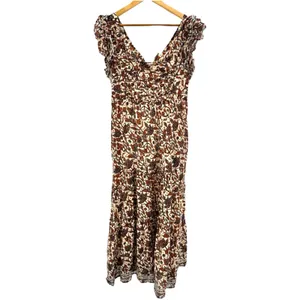 HOUSE OF HARLOW 1960 Boho Floral Open Tie Back Maxi Ruffle‎ Dress Cotton Medium thumbnail 5