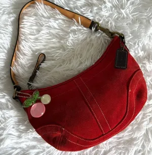 y2k COACH Vintage 4828 Red Suede Hobo Mini Purse Shoulder bag thumbnail 1