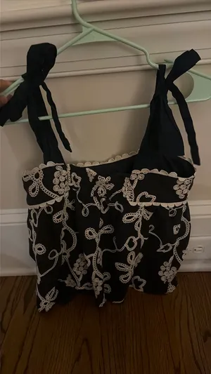 THML Navy Embroidered Summer Top thumbnail 4