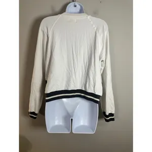 Sundry Anthropologie California Love Heart Graphic Sweatshirt White Grey Striped thumbnail 9