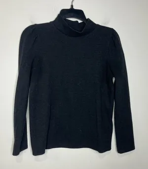Madewell mock neck black ribbed top with puffed‎ sleeves size medium thumbnail 1