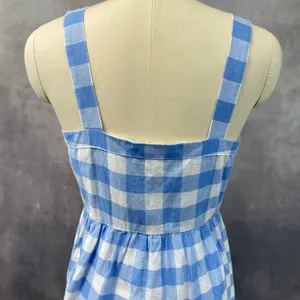 J‎ Crew Womens Gingham Button Front Dress Size 6 Linen Blend Summer Coastal thumbnail 7