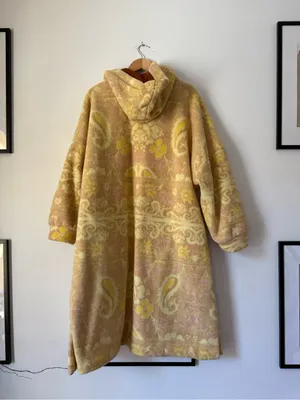Free People Hooded Sherpa Jacket in Rust and Cream with Yellow Accents thumbnail 9