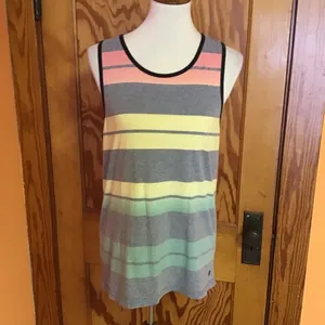 Hang Ten Striped Tank Top Medium Surfer Beach Y2K Skate Cali Casual Tank thumbnail 7
