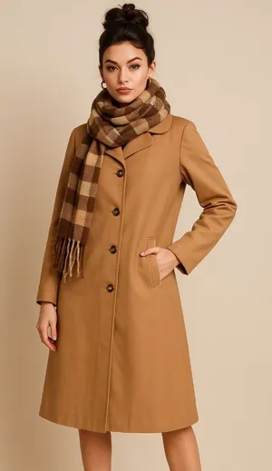 Unbranded M Polyester Brown Button-Up Womens Trench Coat No Lining With Pockets thumbnail 1