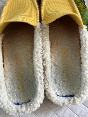 Rothy’s Scuff Sherpa lined wool mule Slippers in Popcorn yellow 8 washable thumbnail 7