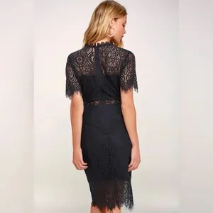 Lulus midi lace cocktail navy dress thumbnail 2