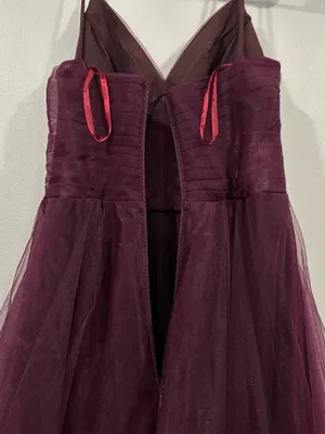 La FEMME 30334 Corset Sheer Bodice Tulle A-Line Gown In Dark Berry 4 FLAW thumbnail 10