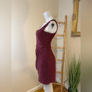 Mi Ami Francesca's Megan Glitter Tulip Mini Dress Burgundy Wine Merlot Medium thumbnail 5