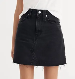Lunar Wash “Frisco” Black Denim Raw Hem Mini Skirt Size 32 thumbnail 1