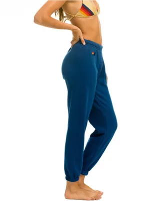 Aviator Nation Women’s Smiley 2 Sweatpants Jogger Royal Navy Blue Small thumbnail 3
