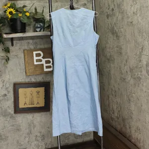 NWT Ny Collection Chambray Dress with Chain Details Light Denim Blue M thumbnail 3