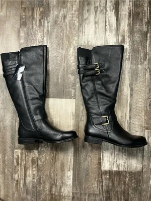 Naturalizer Black Leather Knee High Buckle Boot Size 8.5W Wide Calf thumbnail 9