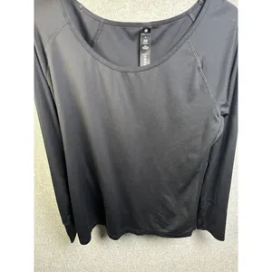 Yogalicious Large Womens Top Black Long Sleeve Stretch Comfort Solid Lightweight thumbnail 6