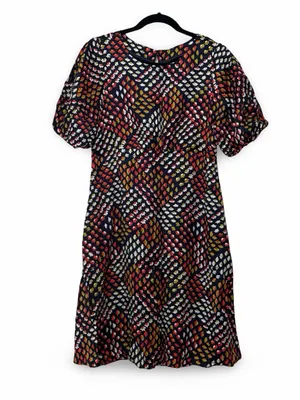 NWT ANTHROPOLOGIE MAEVE Melody Geometric Puff Sleeve Mini Dress Sz S thumbnail 2