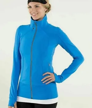 Lululemon Size 6 Athletica Nice Asana Blue Full Zipper Athletic‎ Workout Jacket thumbnail 1