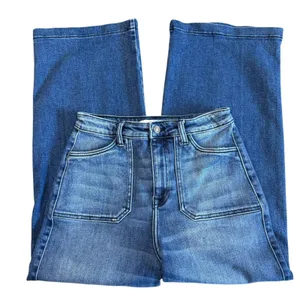 KanCan Wide Leg Jeans Size 27 Dark Wash High Rise Cropped Stretch Sailor thumbnail 5