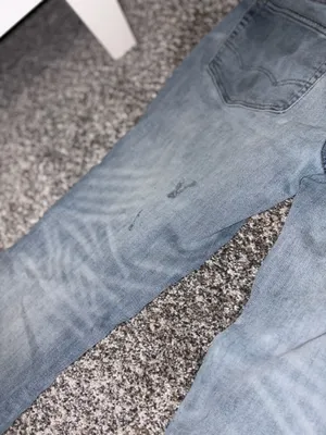 American Eagle Outfitters Slim Straight Light Blue Jeans with Paint Details thumbnail 11