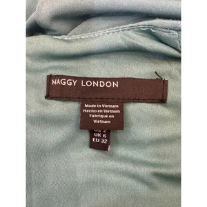 Maggy London Women's‎ Curved Seam and Shirring Detailed Dress SIZE 2 Green Blue thumbnail 5