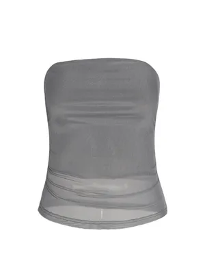 Tiger Mist Gray Sheer Strapless Top thumbnail 7