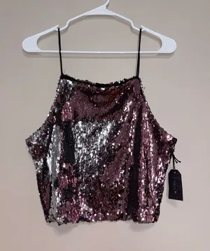 Forever 21 Sequin PINK/SILVER festival top thumbnail 1