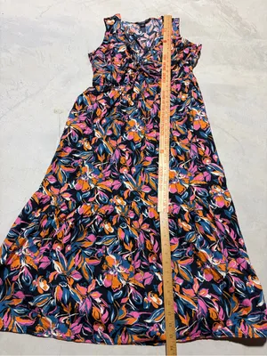 French Connection orange pink blue Floral Twist-Front Maxi Dress XL thumbnail 4
