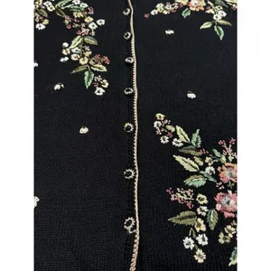 Tiara International‎ Cardigan Sweater Sz L Embroidered Button Floral Sequin 2002 thumbnail 9