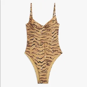 WeWoreWhat Danielle One Piece Swimsuit‎ Tiger Print Tan XS NWT thumbnail 12