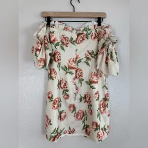 Superdown Revolve Lou Bustier Frill Mini Dress in Nude Floral size Medium $68 thumbnail 6